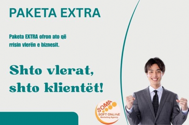 Paketa EXTRA me 8 reklama, për bizneset me profil aktiv te Panairi Online, Website me seo, optimizimi i website ne Google me SEO, Dyqan per shitje online, trendet e marketingu dixhital, platformat e marketingut në Shqipëri